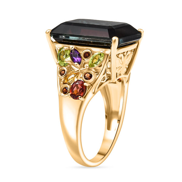 Farbwechsel-Alexandrit-Quarz-Triplette, Roter Granat Ring 925 Silber 750 Gelbgold Vermeil (Größe 17.00) ca. 13.65 ct image number 4