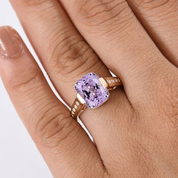 AAA Martha Rocha Kunzite, Wei&szlig;er Diamant Ring 375 Gold (Gr&ouml;&szlig;e 19.00) ca. 5,73 ct