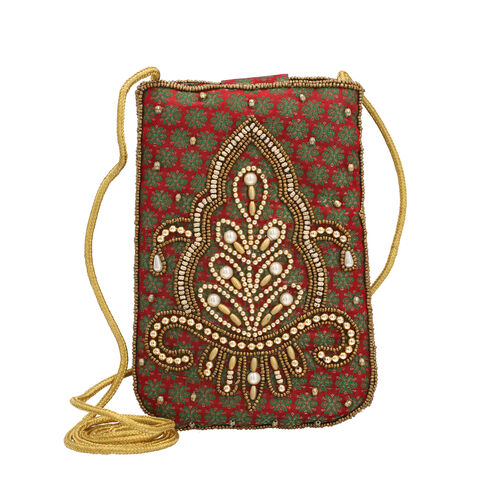 Bestickte Crossbody-Handytasche, Größe 8,5x5,25 cm, Rot/grün image number 0