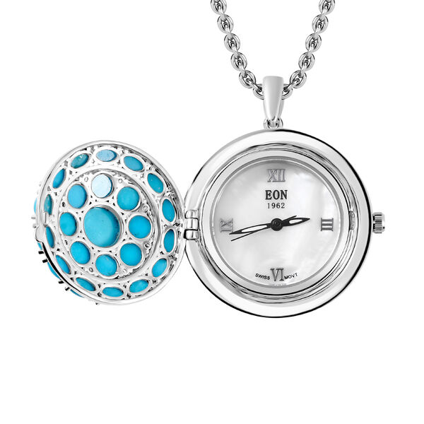 2 in 1 EON AA Sleeping Beauty T&uuml;rkis und Zirkon Cluster Anh&auml;nger mit Taschenuhr - 7,90 ct. image number 8