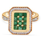 Kagem sambischer Smaragd und Zirkon-Ring, 925 Silber Gelbgold Vermeil  ca. 0,84 ct image number 0