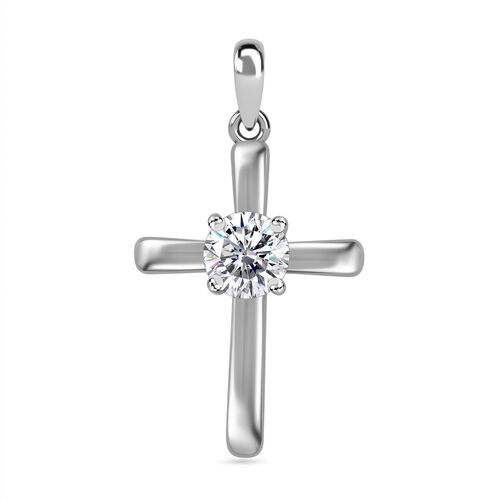 Moissanit Kreuz Anhänger 925 Silber platiniert - 0,75 ct. image number 0