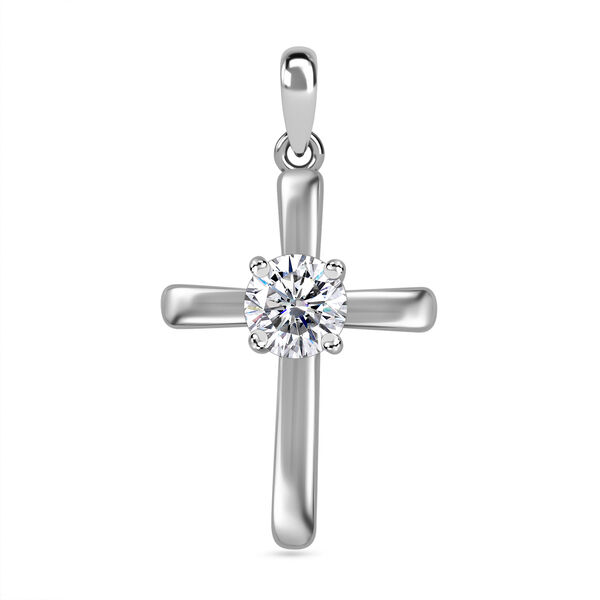 Moissanit Kreuz Anhänger 925 Silber platiniert - 0,75 ct. image number 0