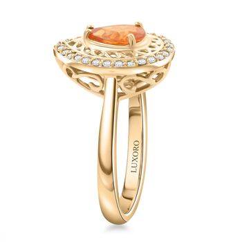 LUXORO zertifiziert und gepr&uuml;ft AAA Fanta Granat und Diamant Ring in 417 Gold - 1,60 ct.