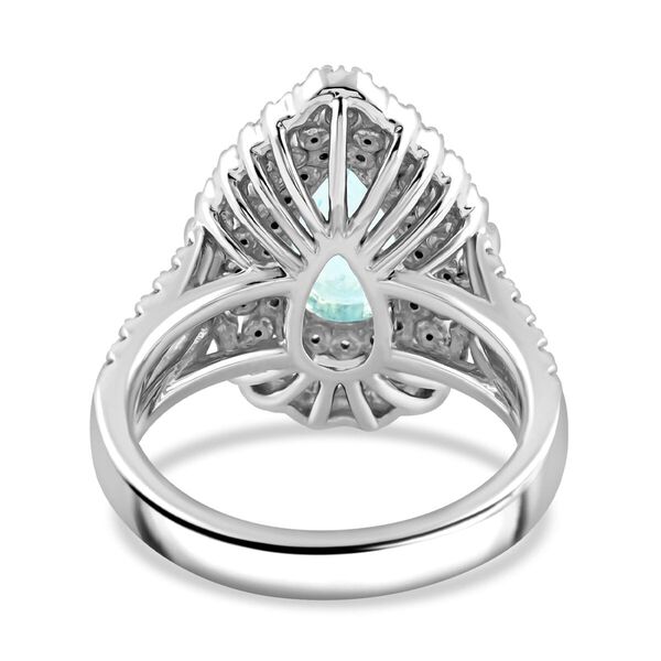 CHAIRMAN VAULT COLLECTION - AAAA Paraiba Turmalin, Weißer Diamant Ring, zertifiziert und geprüft, 950 Platin (Größe 17.00) ca. 4.35 ct image number 4