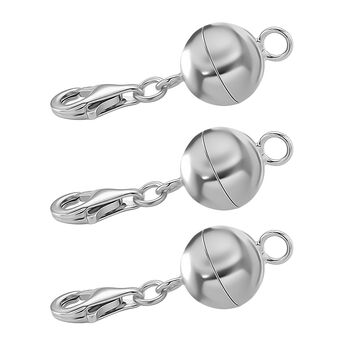 3er Set - Magnetverschluss mit Karabinerverschluss, 925 Silber - 3 Gramm