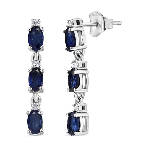 D'Joy Masoala Saphir (Fissure gefüllt), Moissanit Ohrringe 925 Silber rhodiniert ca. 2,03 ct. image number 0