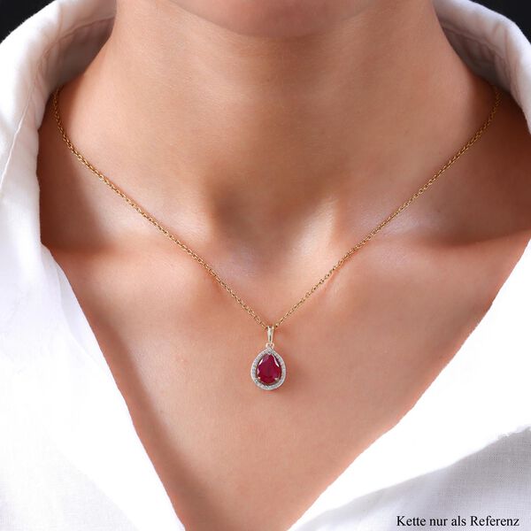 AA afrikanischer Rubin und Zirkon-Halo-Anh&auml;nger - 2,47 ct. image number 2