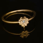 Handgearbeiteter Kleeblatt-Ring in Silber mit Gelbgold Vermeil image number 1