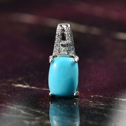 D'Joy AA Sleeping Beauty Türkis, Moissanit Anhänger 925 Silber rhodiniert ca. 1,26 ct. image number 1