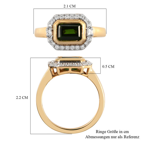 Nat&uuml;rlicher Chromdiopsid und wei&szlig;er Zirkon-Ring, 925 Silber vergoldet  ca. 1,47 ct image number 7