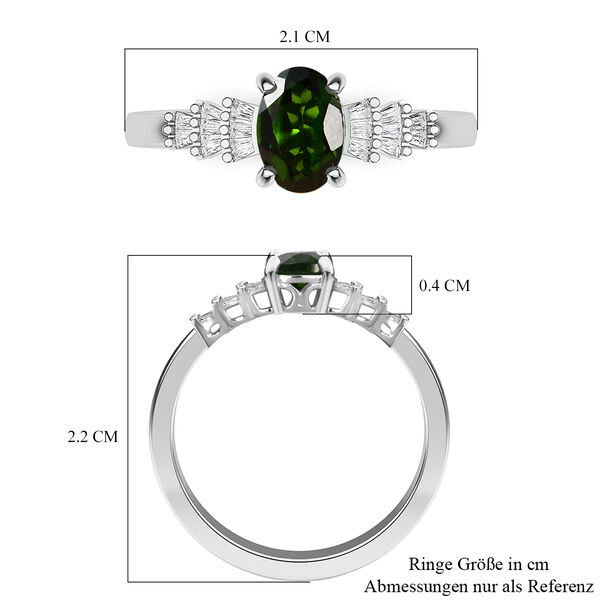 Nat&uuml;rlicher Chromdiopsid und Diamant Ring 925 Silber platiniert  ca. 1,08 ct image number 7