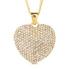 Lieblicher Luxus Herz, weißer Kristall Anhänger mit Kette, vergoldet