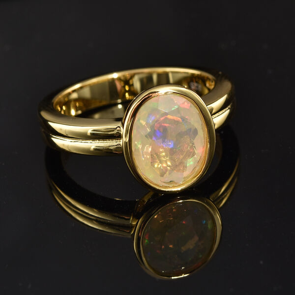 Nat&uuml;rlicher, &auml;thiopischer Opal-Ring, 925 Silber Gelbgold Vermeil  ca. 1,45 ct image number 1