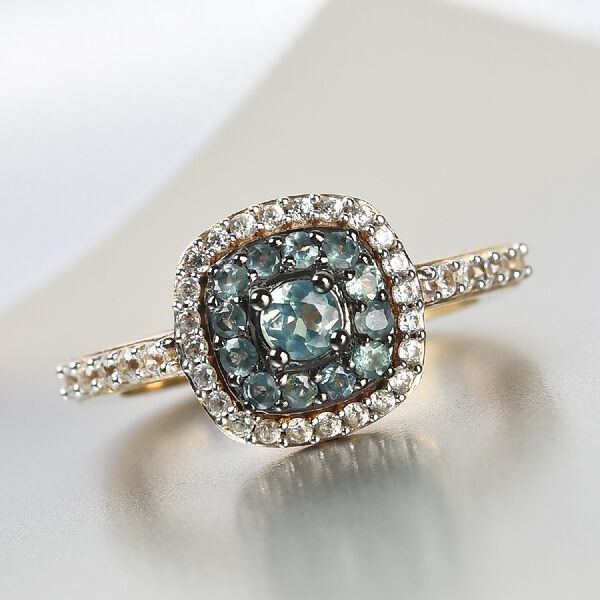 Alexandrit und Zirkon Ring 925 Silber Gelbgold Vermeil image number 2