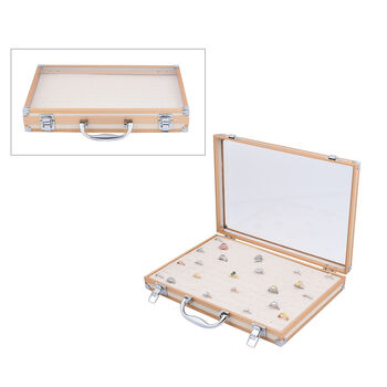 100-Ring Koffer aus Aluminium mit anlaufresistentem Bezug, Elfenbein