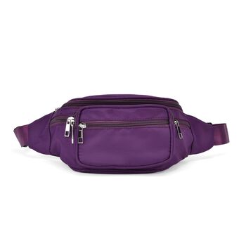 Nylon-G&uuml;rteltasche mit RFID-Schutz, 37x10x13,5cm, Lila