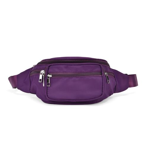 Gürteltasche mit RFID-Schutz, Nylon, 6 Reißverschlussfächer, Schnellverschluss, verstellbarer Schultergurt, Größe 37x10x13,5?cm, schwarz