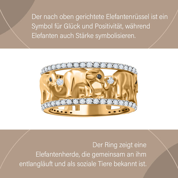 LUSTRO STELLA - weißer Zirkonia-Elefant-Bandring image number 11