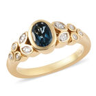 London Blau Topas und Zirkon Ring 925 Silber vergoldet  ca. 0,98 ct image number 3