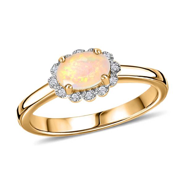 Natürlicher, äthiopischer Opal und Diamant Ring - 0,32 ct. image number 5