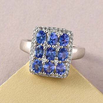 AAA Tansanit und Zirkon Cluster Ring - 2,33 ct.