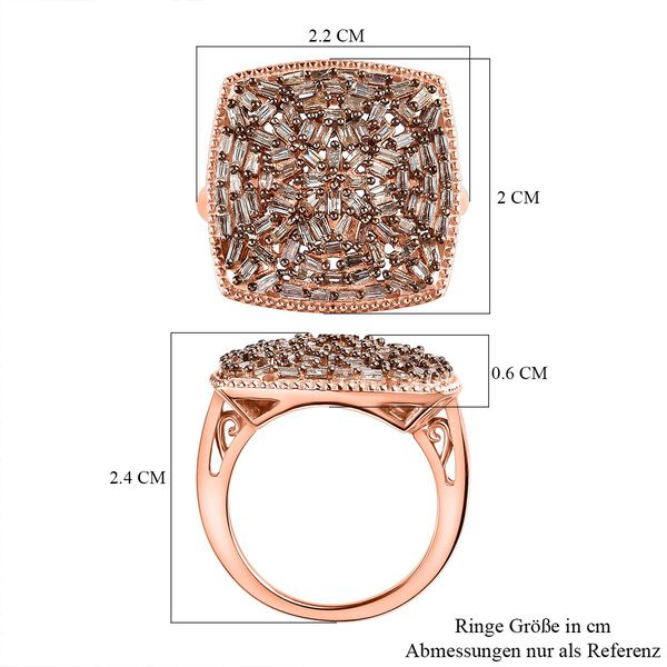 Nat&uuml;rlicher Champagner Diamant Ring, 925 Silber Ros&eacute;gold Vermeil (Gr&ouml;&szlig;e 17.00) ca. 1.00 ct image number 7