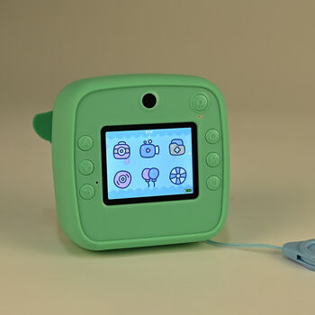 Kinder-Digitalkamera mit Sofortdruck-Funktion und Doppellinse, 10x4,5x10 cm, Gr&uuml;n