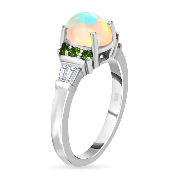 Nat&uuml;rlicher &Auml;thiopischer Opal und Mehrfarbige Edelstein Ring 925 Silber Platin-&Uuml;berzug image number 5