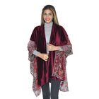 TAMSY Kimono aus Samt mit Blumenstickerei, Einheitsgröße Burgunderrot