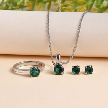 3er-Set- Russisches Diopsid kubisches Zirkonia-Schmuckset - 2,36 ct.