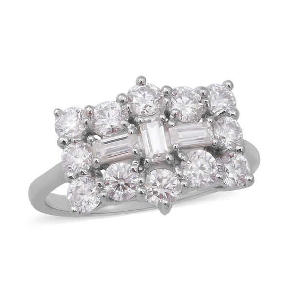 Moissanit Boot Ring 925 Silber rhodiniert  ca. 2,04 ct