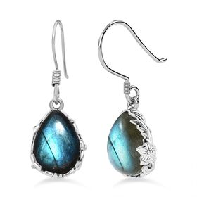 Labradorit Ohrringe 925 Silber platiniert ca. 12.76 ct