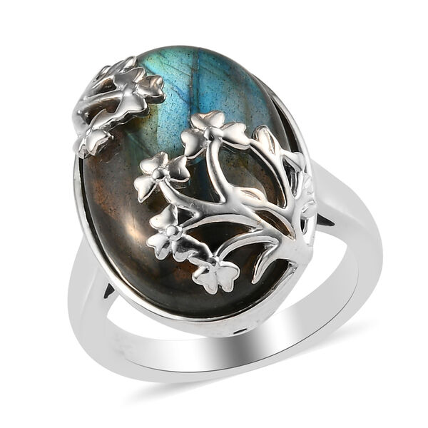 Labradorit Ring Messing Ionenbeschichtetes Platin  ca. 12,42 ct image number 4