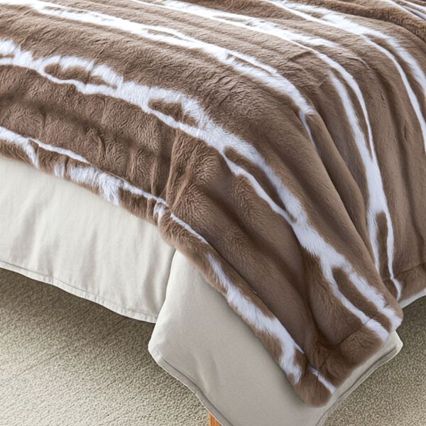 LIVMORE superweiche, doppellagige Kunstfelldecke mit Sherpa-Futter, 500+180 gsm, Braun image number 5