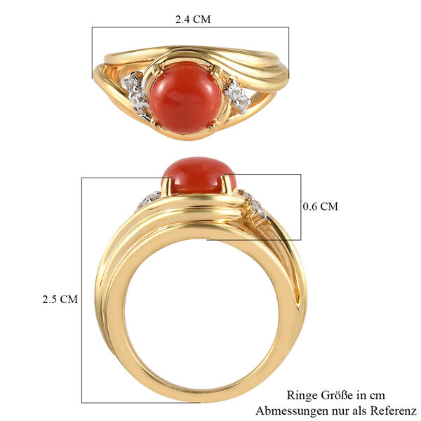 Koralle und Zirkon Ring 925 Silber vergoldet  ca. 1,67 ct image number 6