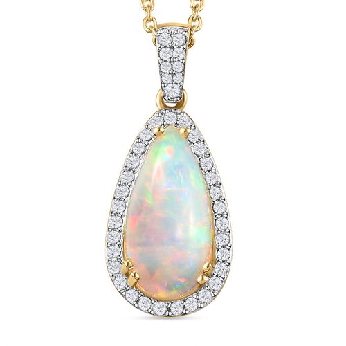 AA natürlicher, äthiopischer Welo Opal und Zirkon-Anhänger mit 50cm Kette - 3,30 ct. image number 0