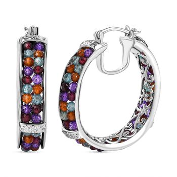 Blauer Apatit, Hessonit Granat Ohrringe Reines Messing ca. 14,00 ct.