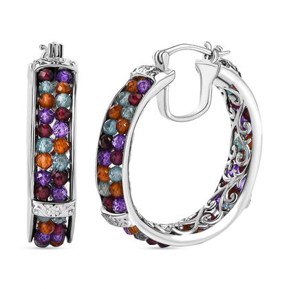 Blauer Apatit, Hessonit Granat Ohrringe Reines Messing ca. 14,00 ct.