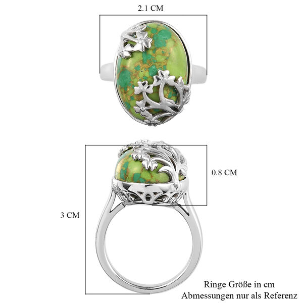 Gr&uuml;nes Mojave-T&uuml;rkis Ring Messing Ionenbeschichtetes Platin  ca. 10,25 ct image number 7