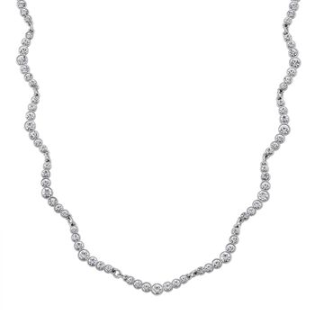 Wei&szlig;e Kristall 50+5cm Halskette in Silberton