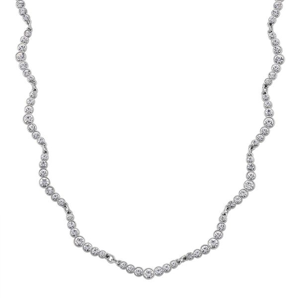 Wei&szlig;e Kristall 50+5cm Halskette in Silberton