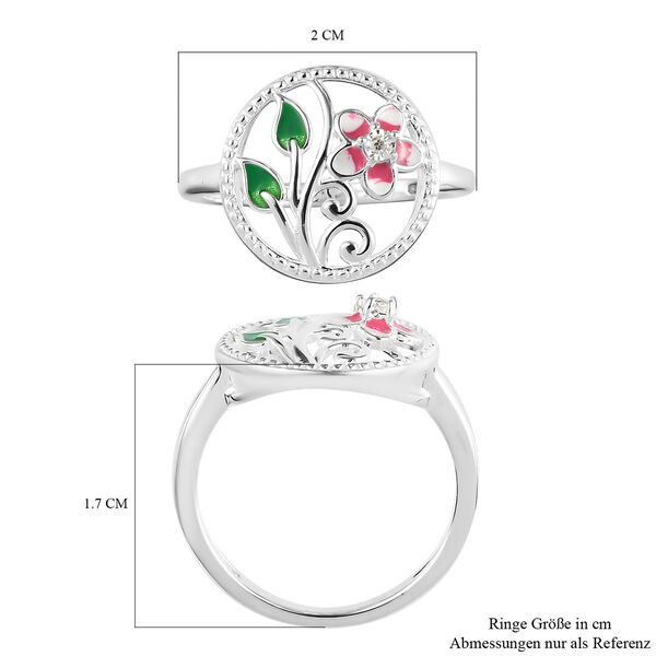 Diamant Blumen Ring 925 Silber image number 6