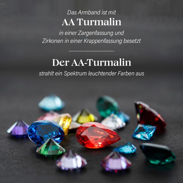 GP Heart Kollektion - AA mehrfarbiges Turmalin, Zirkon und blaues Saphir-Armband, 19cm - 10,15 ct. image number 4