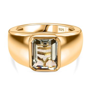 Prasiolith Ring, 925 Silber Gelbgold Vermeil (Gr&ouml;&szlig;e 19.00) ca. 2.46 ct