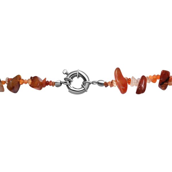Karneol, Feueropal Halskette ca. 50 cm Messing platiniert ca. 195.00 ct image number 5