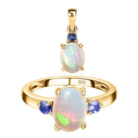 AA äthiopisches Welo Opal und Tansanit-Schmuckset - 2,67 ct.