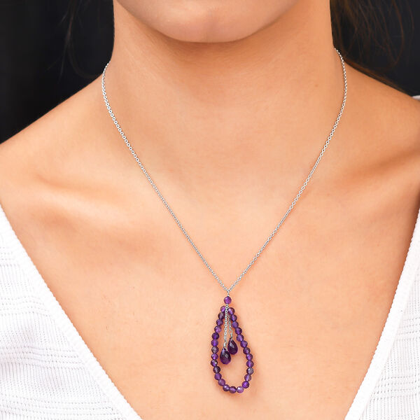 Afrikanische Amethyst-Halskette, ca. 50 cm, 925 Silber rhodiniert ca. 9.00 ct image number 2