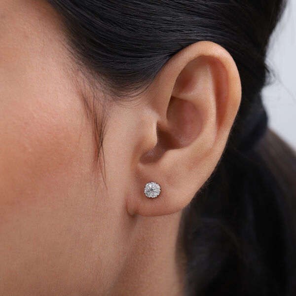 Diamant Cluster Ohrstecker 925 Silber platiniert ca. 0,15 ct image number 3