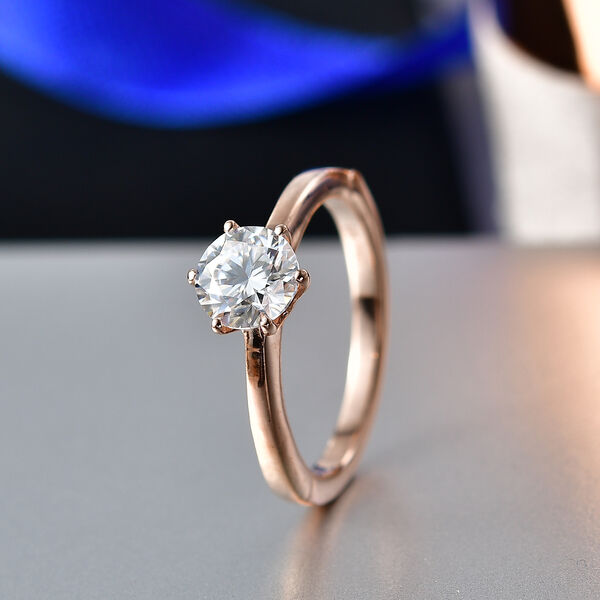 D'Joy Moissanit Ring, 925 Silber ros&eacute;vergoldet - 0,99 ct. image number 1